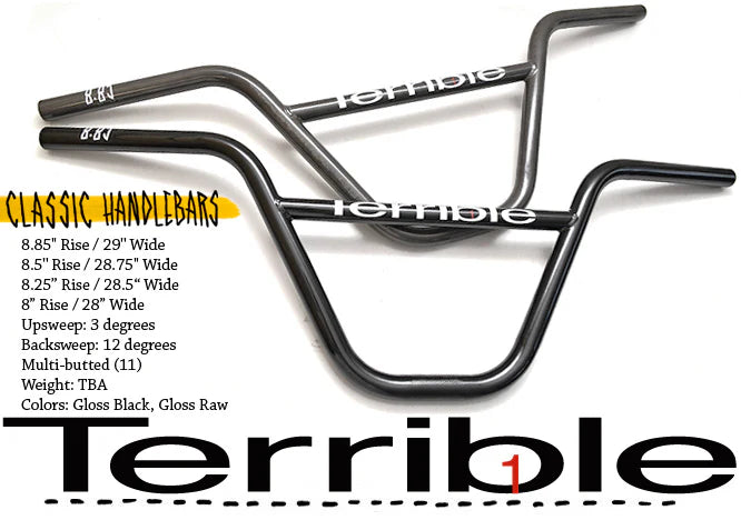 Terrible One Classic BMX Bars (Black) – The Cut BMX Terrible One Classic BMX Bars (Black) – The Cut BMX