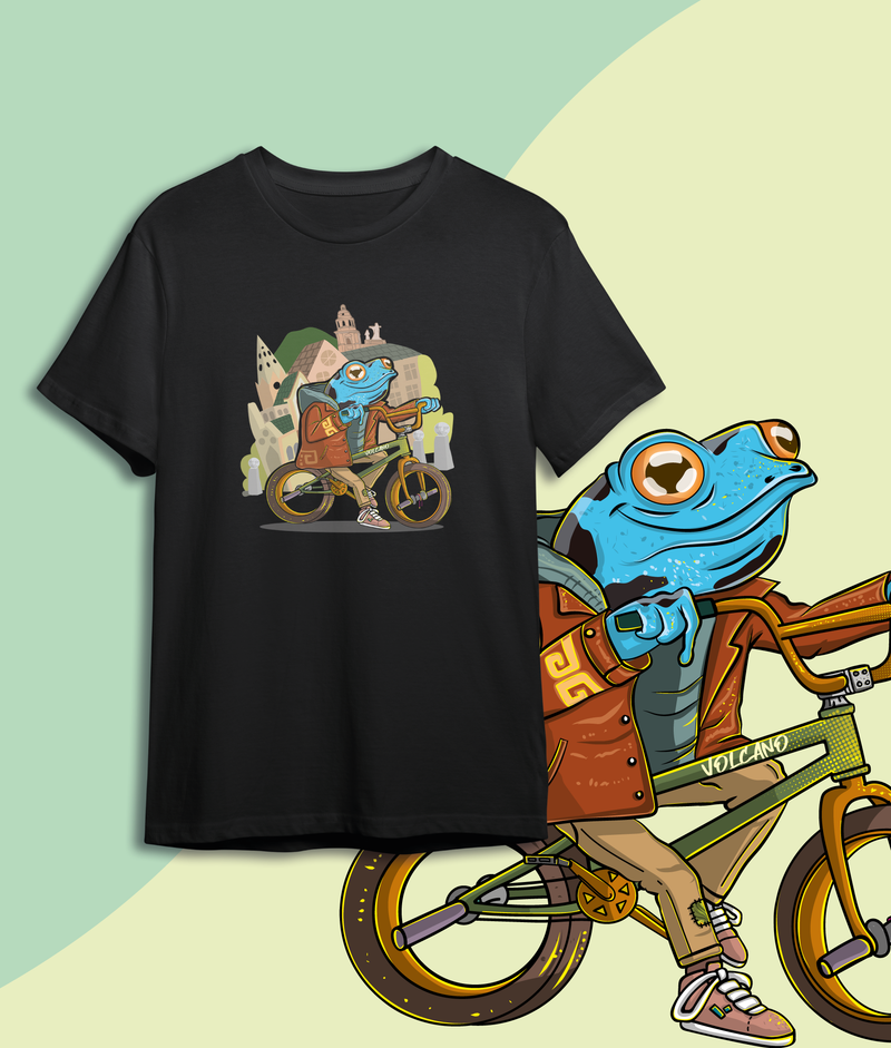 Volcano Frog Rider T-Shirt (Black)
