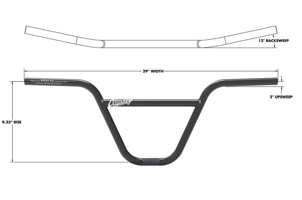 Odyssey BOSS V2 BMX Handlebars (Black / 9.25